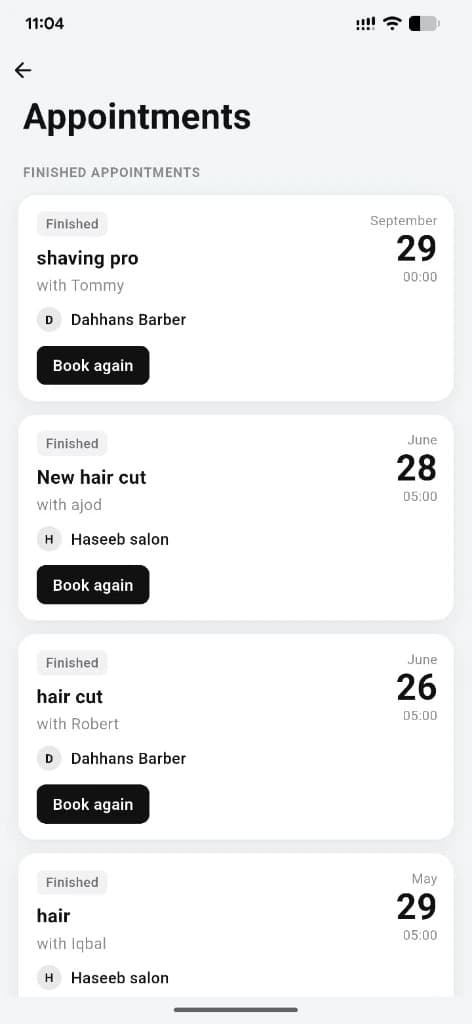 Finished appointments