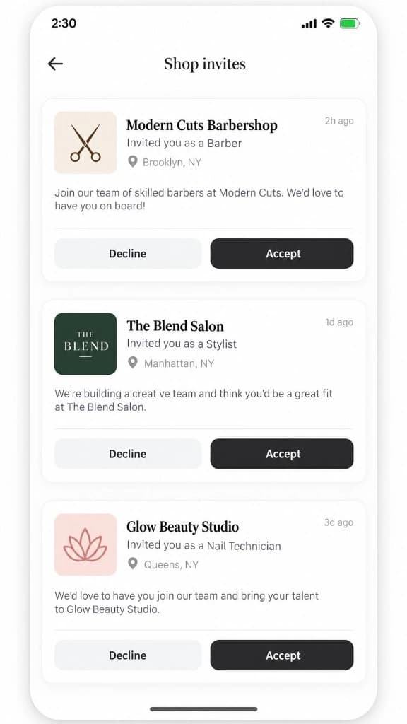 Shop invites